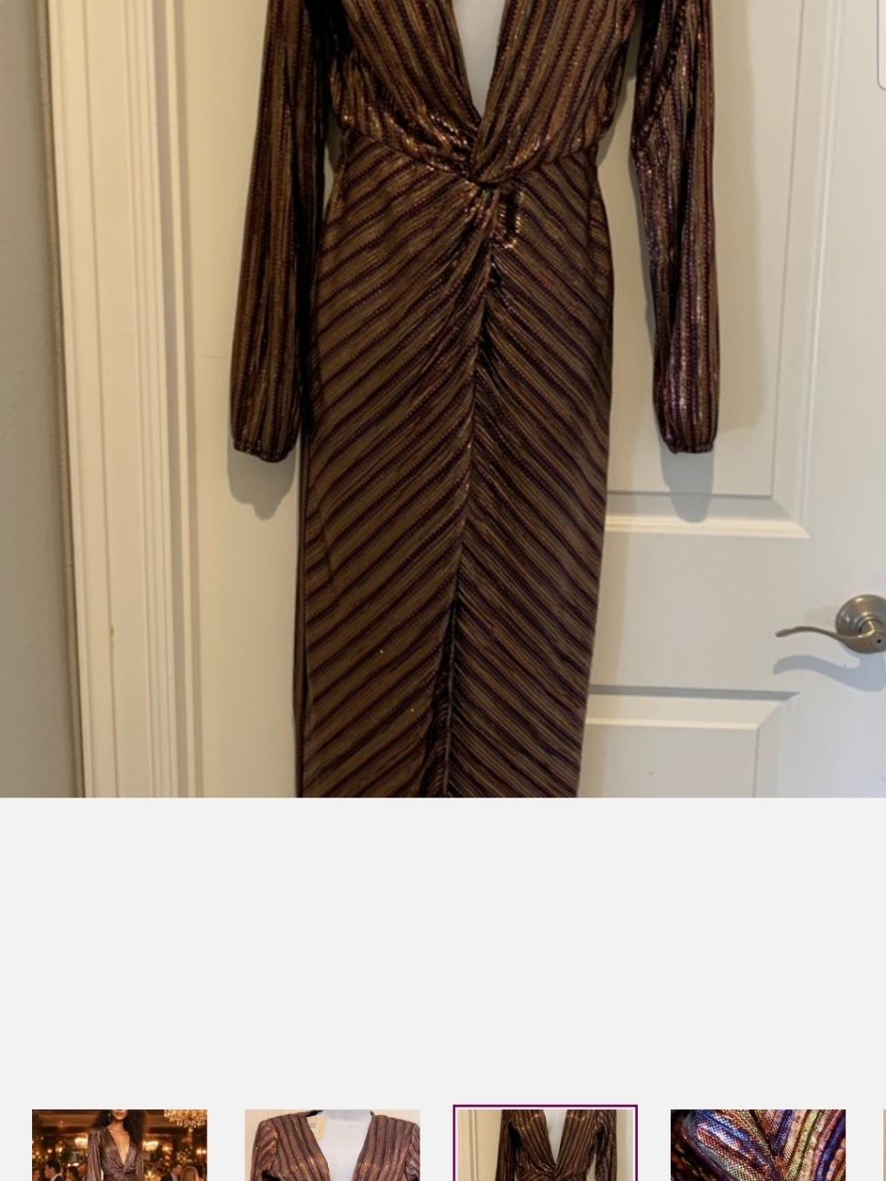 NWT Ramy Brook  Sutton Womens Metallic Long sleeve dress